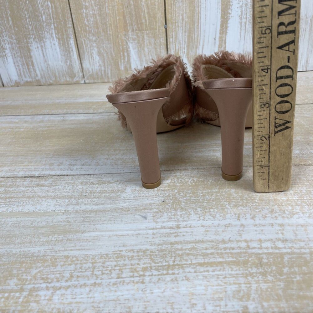 Gianvito Rossi Sandals Crossover Frayed Edges Chunky Heel Satin Pink 37½ Italy - Picture 10 of 13